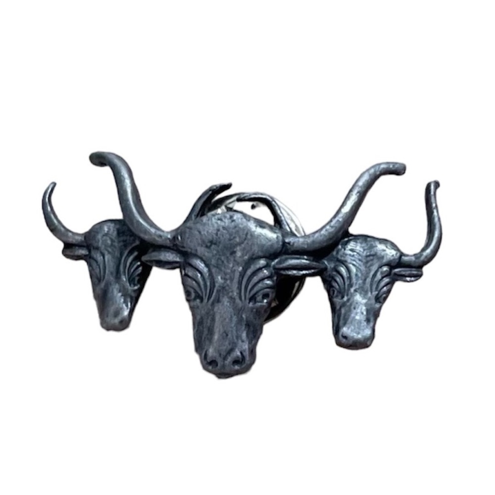 VTG brooch lapel pin hat steer cattle cowboy western country vintage jewelry men - Picture 1 of 6